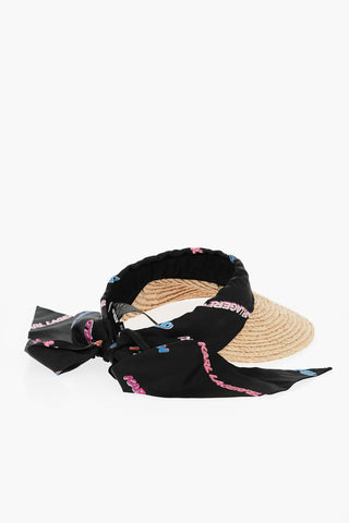 Raffia visor with Foulard Closure