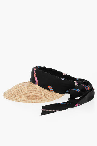 Raffia visor with Foulard Closure