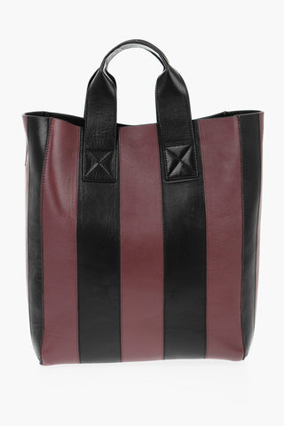 Borsa a Mano AMIA in Pelle a Righe Awning