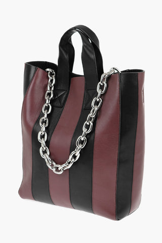 Borsa a Mano AMIA in Pelle a Righe Awning