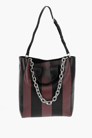 Borsa a Mano AMIA in Pelle a Righe Awning