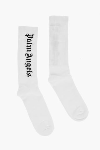 Calzini Lunghi in Cotone Stretch con Logo a Contrasto