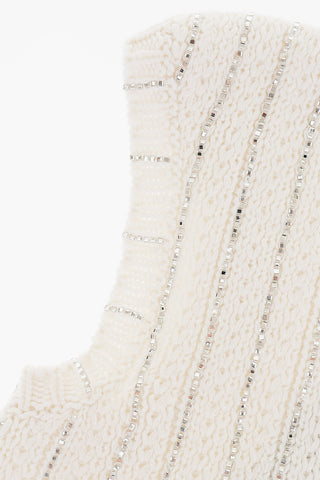Solid Color Cashmere Balaclava with Rhinestone Embellishment