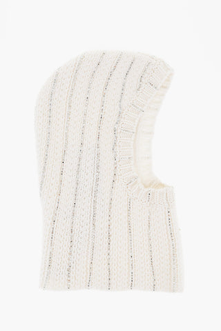 Solid Color Cashmere Balaclava with Rhinestone Embellishment