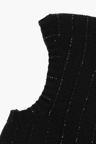 Solid Color Cashmere Balaclava with Rhinestone Embellishment