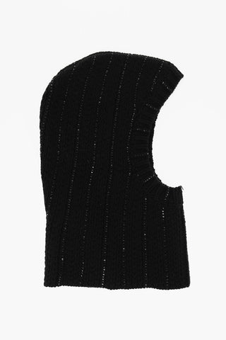 Solid Color Cashmere Balaclava with Rhinestone Embellishment