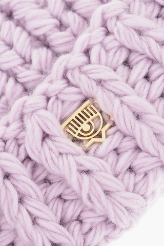 Solid Color Braided Beanie with Golden Logo