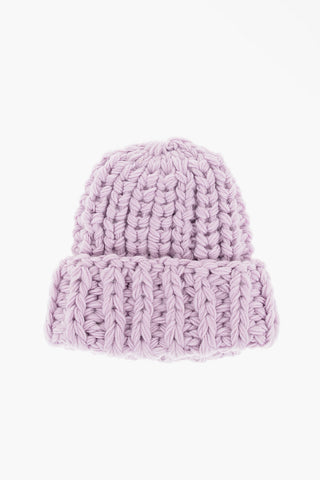 Solid Color Braided Beanie with Golden Logo