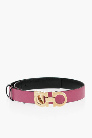Reversible Leather Belt with Golden Buckle 25mm