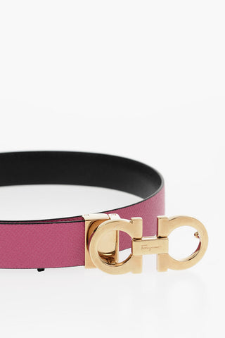 Reversible Leather Belt with Golden Buckle 25mm