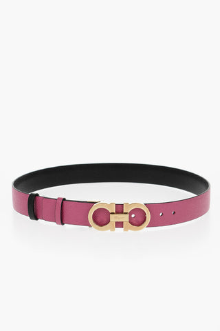Reversible Leather Belt with Golden Buckle 25mm