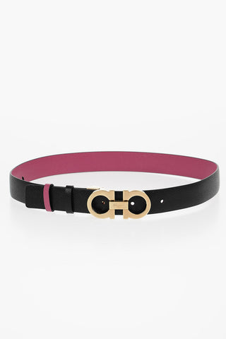 Reversible Leather Belt with Golden Buckle 25mm