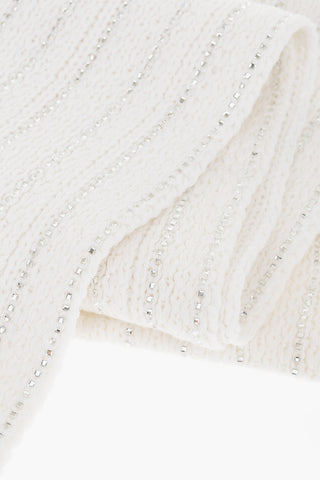 Solid Color Cashmere Scarf with Rhinestone Embellishment