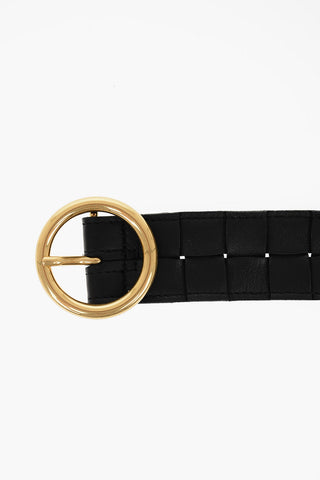 Braided Leather Belt with Golden Buckle 35mm