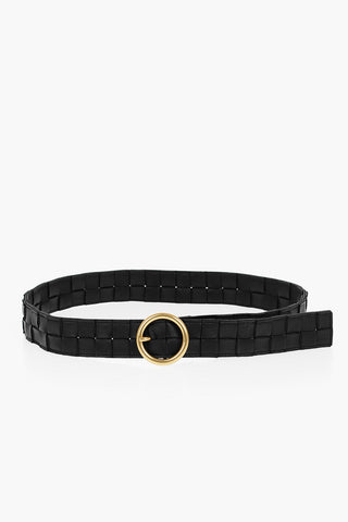 Braided Leather Belt with Golden Buckle 35mm
