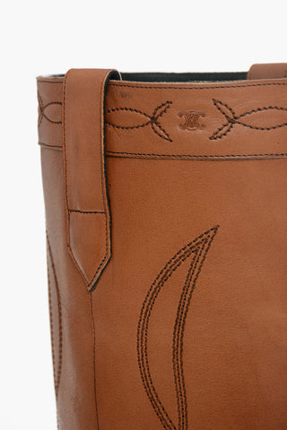 Visible Stitching Leather Western Boots 5cm