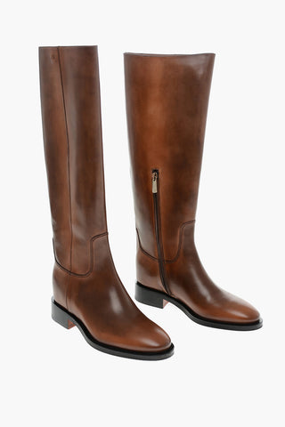 Inner Zip Burned Leather Boots