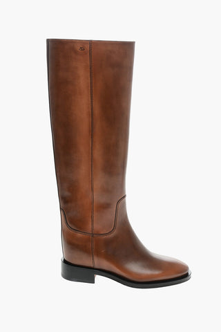 Inner Zip Burned Leather Boots