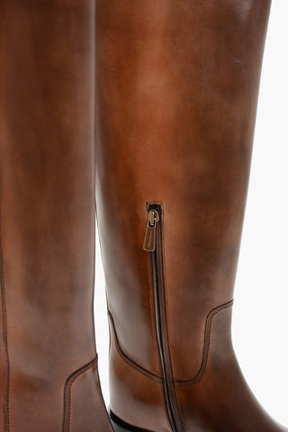Inner Zip Burned Leather Boots