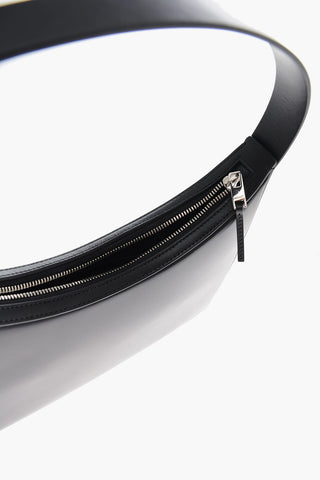 Zipped Closure Leather Hobo Bag