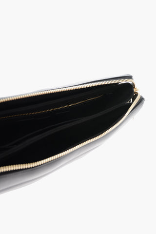 3-Compartment Quilted Leather Clutch Bag