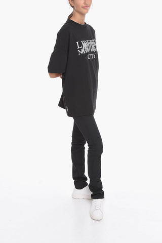 Crew-Neck LIBERTY WOM T-shirt with Glitter-Print