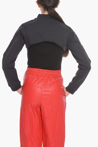 Felpa Crop con Decorazioni in Paillettes