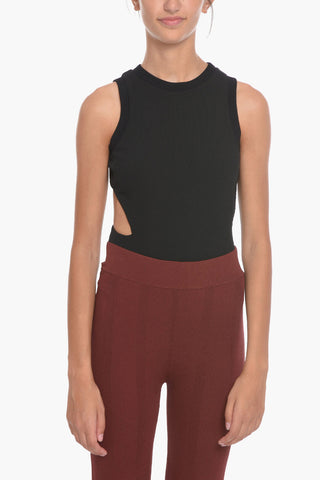 Ribbed Bodysuit with Cut-Out Detail