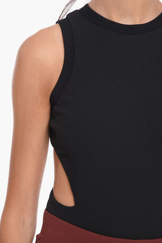 Ribbed Bodysuit with Cut-Out Detail