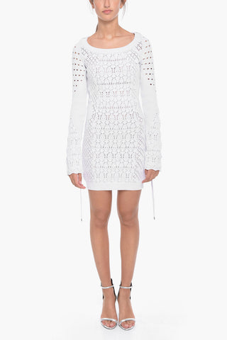 Vestito Attillato TAYLOR in Crochet con Lacci da Legare in Vita