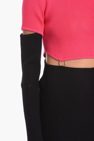 Two-Tone Bibber Mini Dress with Cut-Out Details