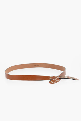 Cintura In Pelle con Dettagli Borchiati 30mm