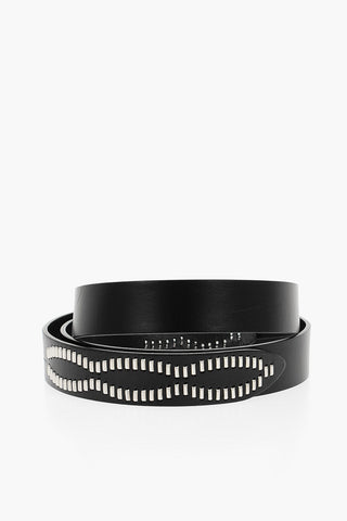 Leather Belt with Studs Details 30mm