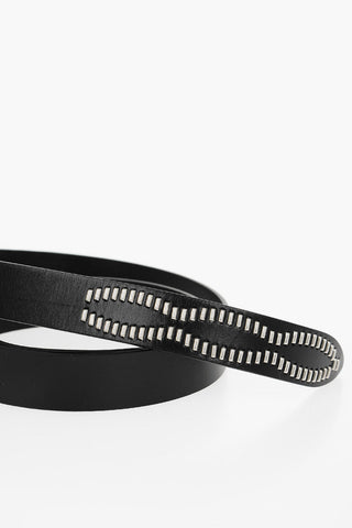 Leather Belt with Studs Details 30mm