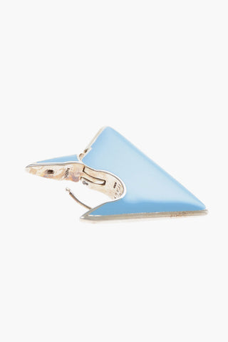 Enameled Silver Triangular Earrings