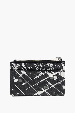 Painting Effect Textured Leather Crad Holder