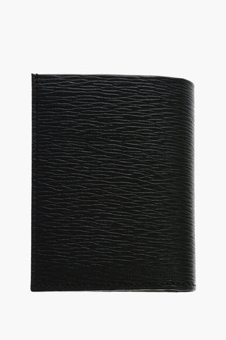 Textured Leather Wallet with Gancini Detail