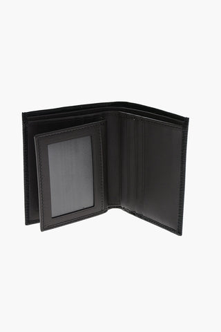 Textured Leather Wallet with Gancini Detail