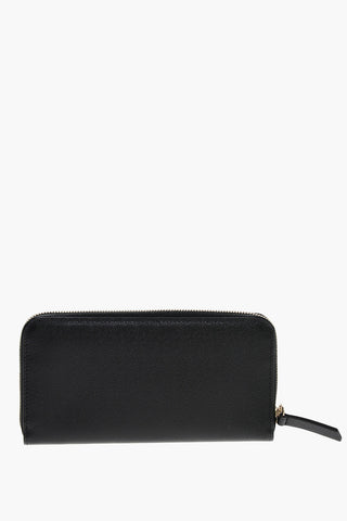 Textured Leather Wallet with Golden Tag