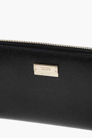 Textured Leather Wallet with Golden Tag