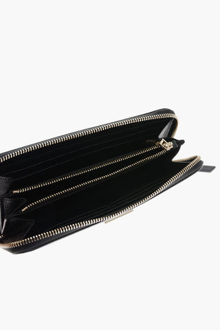 Textured Leather Wallet with Golden Tag