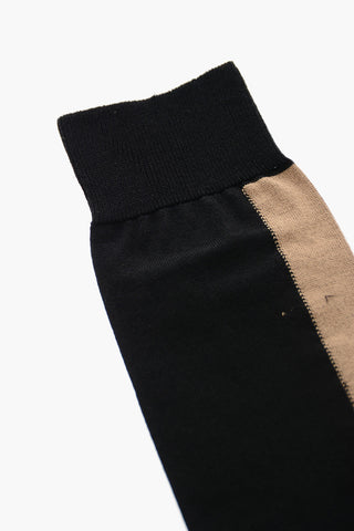 Cotton Blend Long Socks with Contrasting Detail
