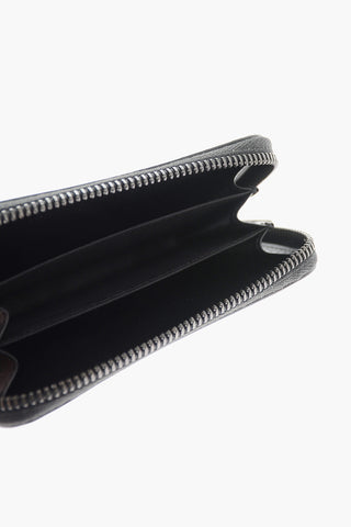 Leather Wallet with Zip Closure and Silver-Tone Logo