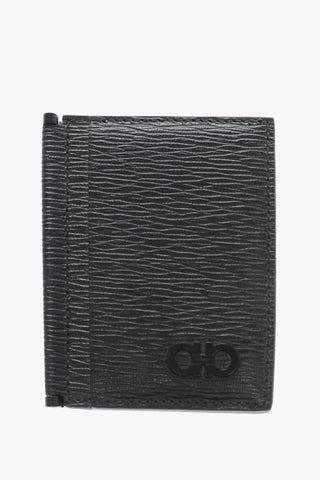 Leather Bifold Card Holder with Gancini Detail