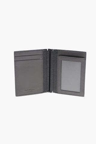 Leather Bifold Card Holder with Gancini Detail