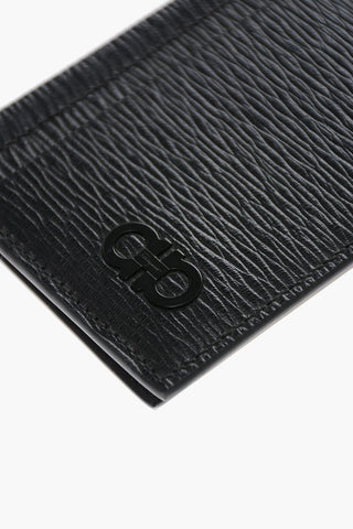 Leather Bifold Card Holder with Gancini Detail