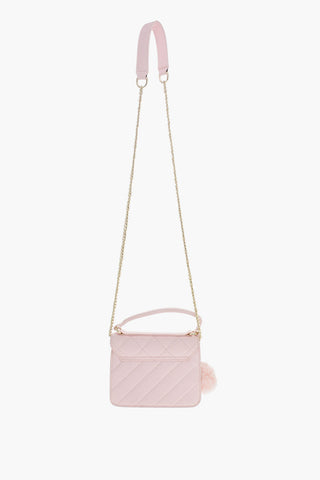 Borsa in Ecopelle Trapuntata con Tracolla a Catena e Logo Gioiello