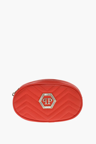 Borsa a Spalla in Ecopelle Trapuntata con Logo Gioiello