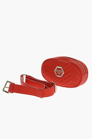 Borsa a Spalla in Ecopelle Trapuntata con Logo Gioiello