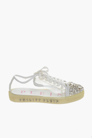 Pvc Low-Top Sneakers with Crystal Embellished